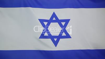 Textile flag of Israel in slow motion