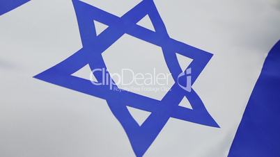Closeup of Israeli flag in slow motion