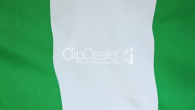 Closeup of the flag of Nigeria in slow motion