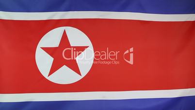 National flag of North Korea in slow motion
