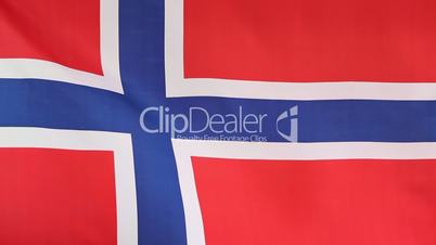 Closeup of national flag of Norway in slow motion
