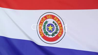 Closeup of textile flag of Paraguay