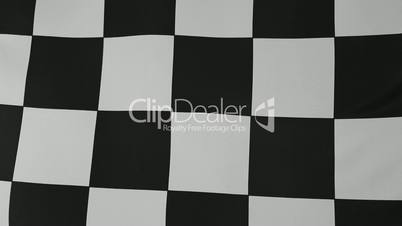 Closeup of a black and white checkered flag