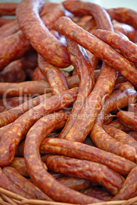 Pile of smoked sausages