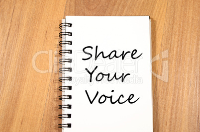 Share your voice write on notebook