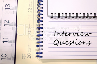 Interview questions write on notebook