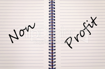 Non profit write on notebook