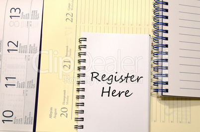 Register here write on notebook