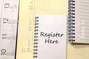 Register here write on notebook