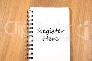 Register here write on notebook