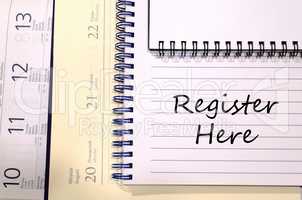 Register here write on notebook