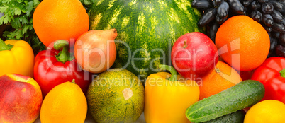 bright background of fruits and vegetables