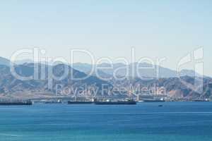 View on Aqaba sea port . Red Sea .