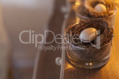 Egg in a nest used as a decoration