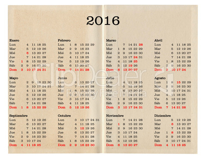 Year 2016 calendar - Spain