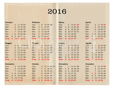 Year 2016 calendar - Italy