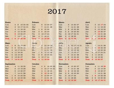 Year 2017 calendar - Spain