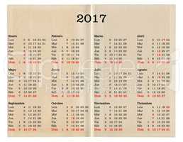 Year 2017 calendar - Spain