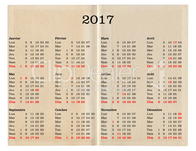 Year 2017 calendar - France