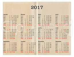 Year 2017 calendar - France