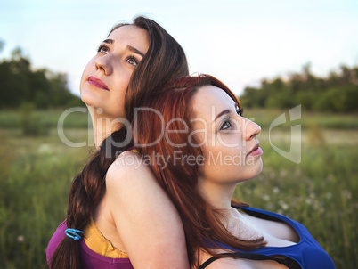 Two young girls on a rest outdoors