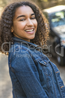 Mixed Race African American Girl Teenager With Perfect Teeth