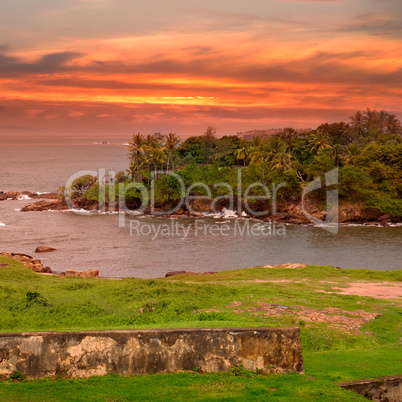 Sea lagoon, a scenic peninsula and the sunset