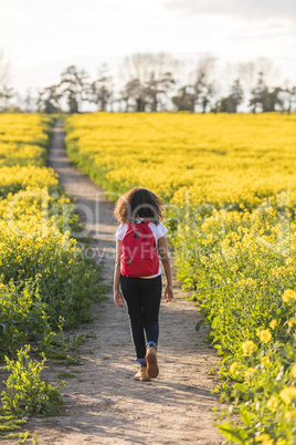 Mixed Race African American Girl Teenager Hiking