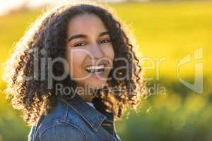 Mixed Race African American Girl Teenager With Perfect Teeth