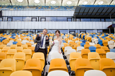 Newlyweds at the stadium