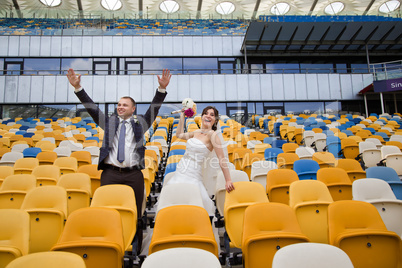 Newlyweds at the stadium