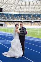 Newlyweds at the stadium