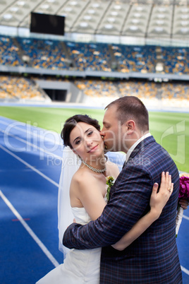 Newlyweds at the stadium