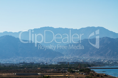 View on Aqaba sea port . Red Sea .