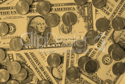 Dollar coins and notes - vintage
