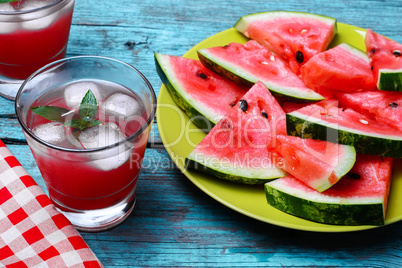 Cut slices of watermelon