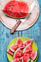 Cut slices of watermelon