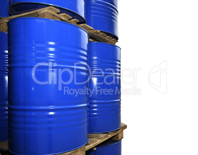 Blue metal fuel tanks of oil stored at the production site isola