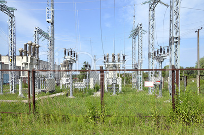 Part of electric station engineering construction on a plant