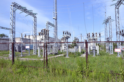Part of electric station engineering construction on a plant