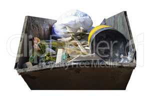 Dumpster with industrial waste isolated on white background