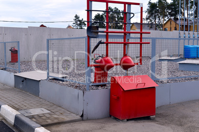 Fire Shield on the wall. Set primary fire extinguishing equipment.