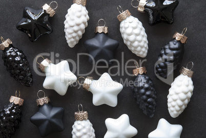 Black And White Christmas Tree Balls As Texture, Paper Background