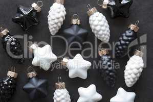 Black And White Christmas Tree Balls As Texture, Paper Background