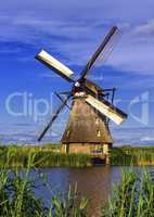 Windmill in Kinderdijk, Holland, Netherlands