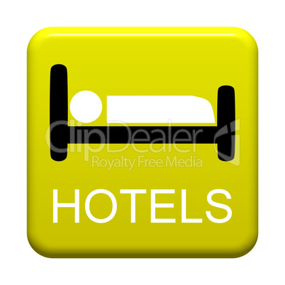 Gelber isolierter Button Hotels
