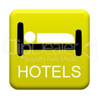 Gelber isolierter Button Hotels