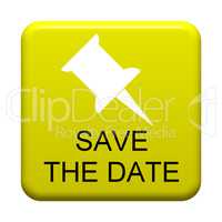 Gelber isolierter Button Save the Date