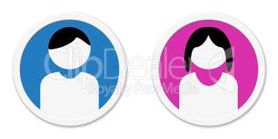 Runder Button zeigt Portrait Mann und Frau