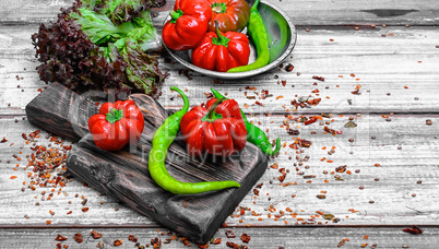 Pepper ratunda and green peppers